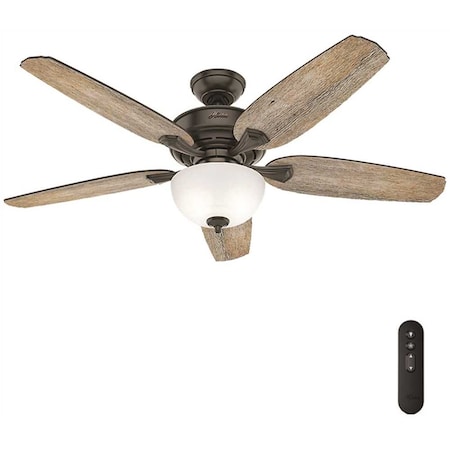 Hunter Channing 54in. LED Indoor Easy Install Noble Bronze Fan with HunterExpress Feature Set and Remote 53366